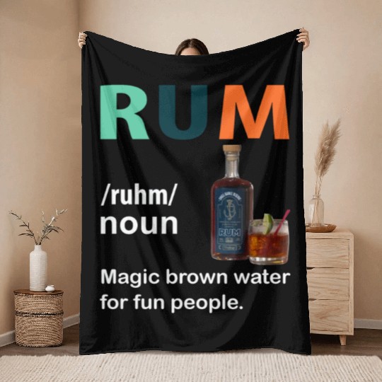 Rum Magic Brown Water For Fun People Funny Vintage Throw Blankets