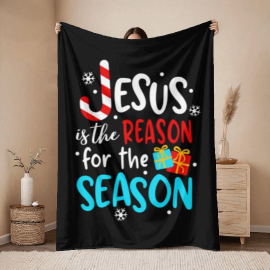 Jesus Is The Reason For The Season Throw Blankets