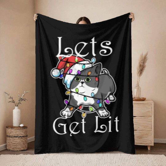 Lets get lit christmas Throw Blankets