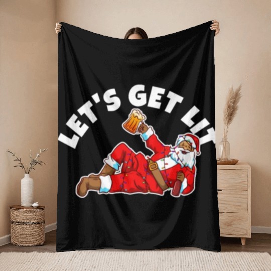 Lets get lit christmas Throw Blankets
