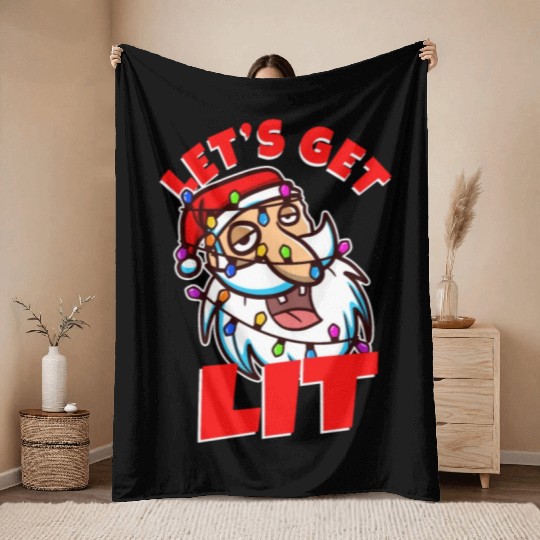 Lets get lit christmas Throw Blankets