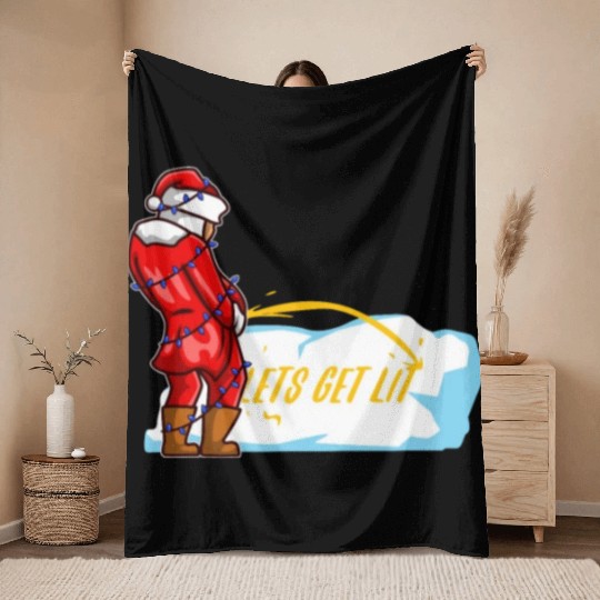 Lets get lit christmas Throw Blankets
