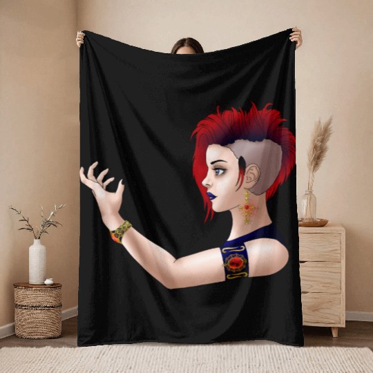 Goth Punk Girl Throw Blankets