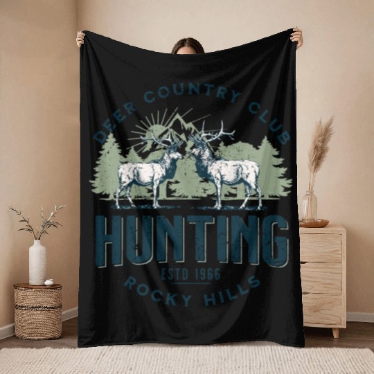 Deer country club Throw Blankets