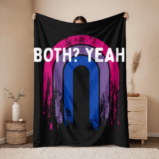 Both Yeah Bisexual LGBTQ Bi Pride Asexual Sayings Throw Blankets