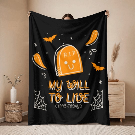 My will to live 1993 today halloween tombstone fun Throw Blankets