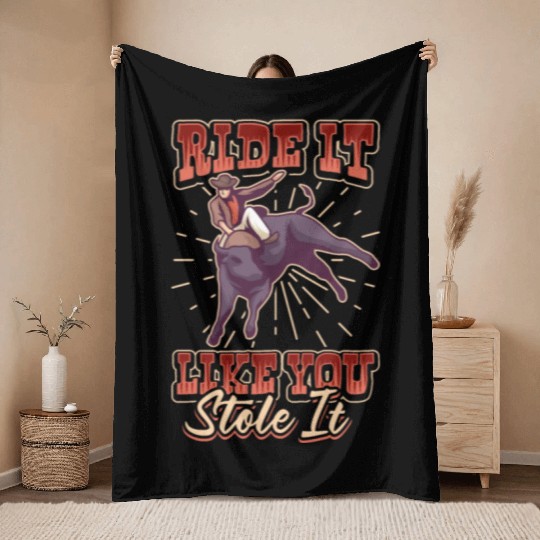 Rodeo Bull Riding Livestock Show Farmer Cattle Throw Blankets
