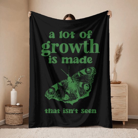 Self Growth | Butterfly Throw Blankets green