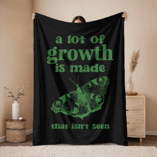 Self Growth | Butterfly Throw Blankets green