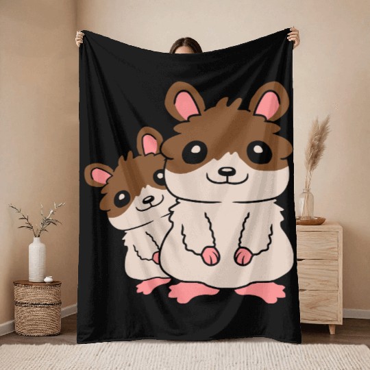 family hamster small child Throw Blankets
