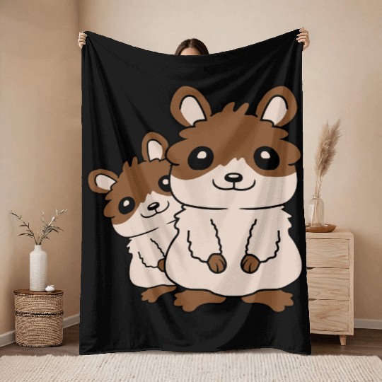 Hamster family small child Throw Blankets