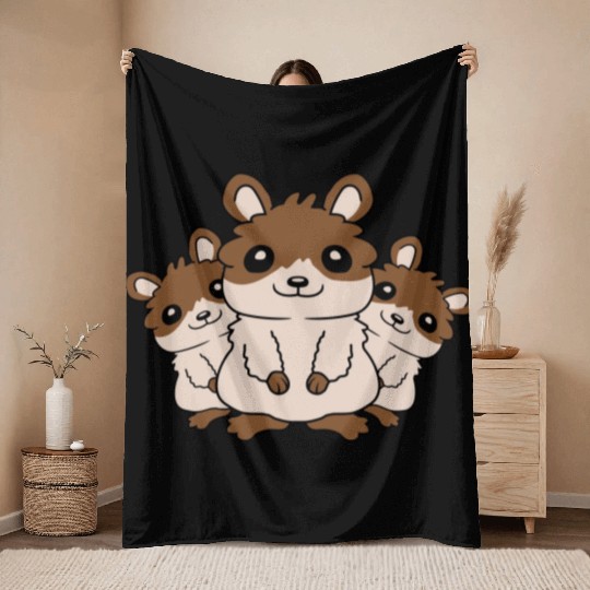 Crew hamster family kids Throw Blankets
