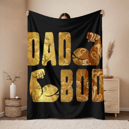 Dad Bod Muscle Building Gym Father's Day Gift for Throw Blankets
