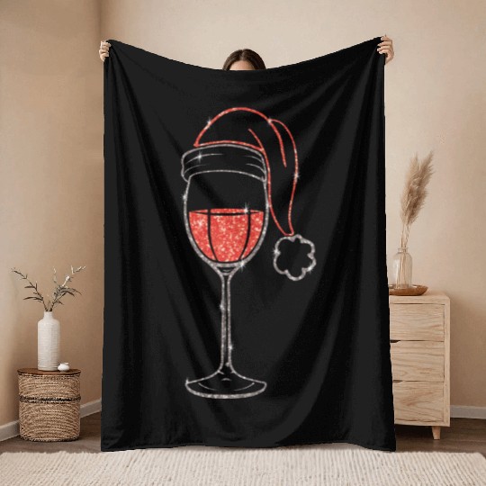December Alcohol Red Wine Lover Ugly Christmas Throw Blankets