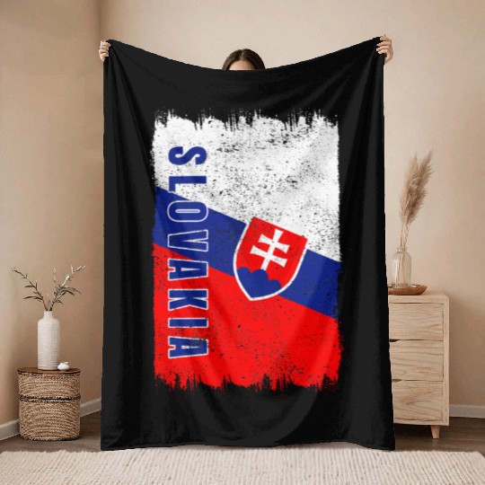 Slovakia vintage flag Throw Blankets
