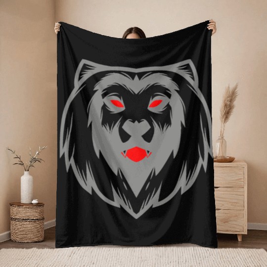 Lion Funny Halloween scary Throw Blankets Phantom