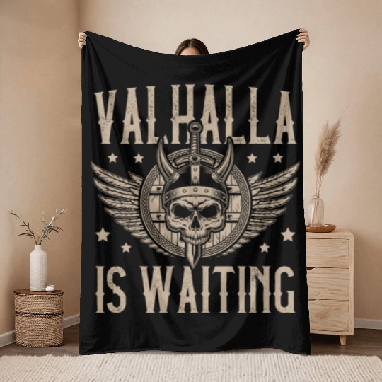 Valhalla is Waiting Pagan Norsemen Viking Warrior Throw Blankets