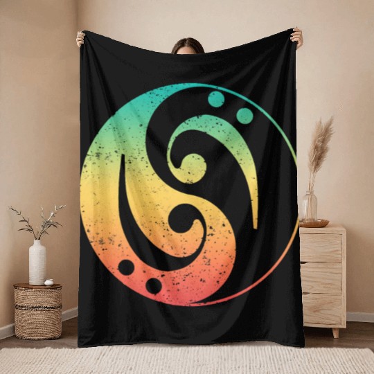Ying Yang Bass Guitar Player Throw Blankets