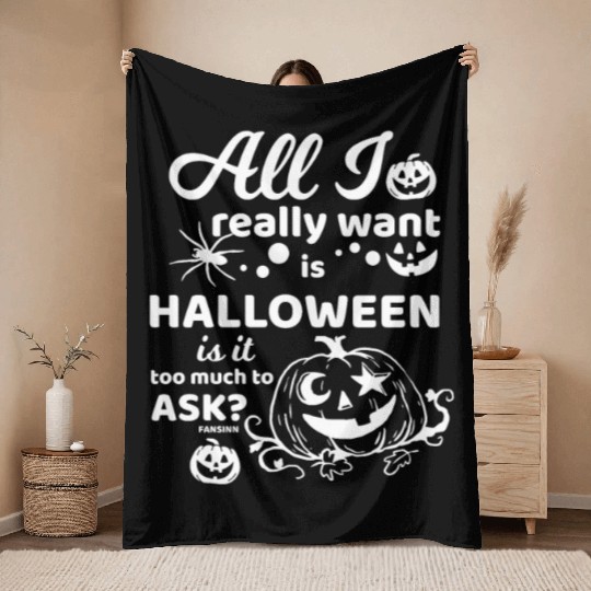 Jack o Lantern Halloween Pumpkin face Throw Blankets