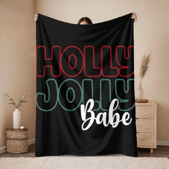 Holly jolly babe Throw Blankets