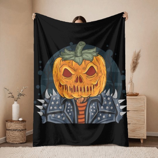 Spooky Jack-o'-lantern Throw Blankets