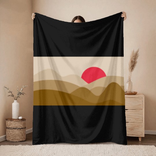 Minimalist Sun Copper Brown Throw Blankets