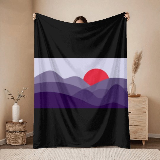 Minimalist Sun Cyber Grape Purple Throw Blankets