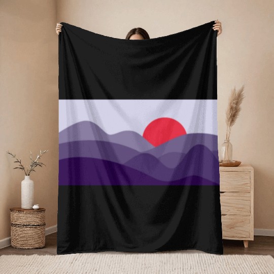 Minimalist Sun Cyber Grape Purple Throw Blankets