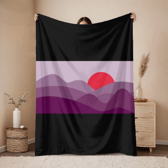 Minimalist Sun Dark Orchid Purple Throw Blankets