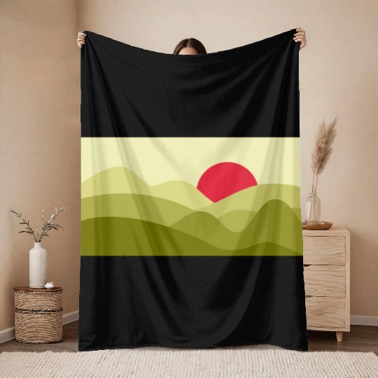 Minimalist Sun Lime Green Throw Blankets
