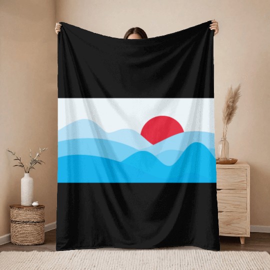 Minimalist Sun Light Blue Throw Blankets