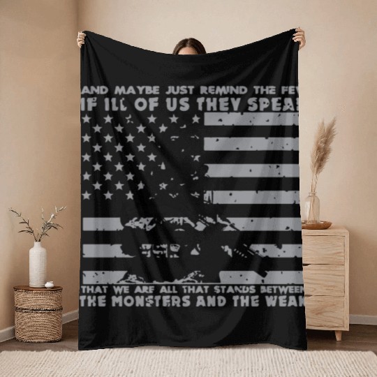 The Monsters And The Weak US Army Veteran Throw Blankets