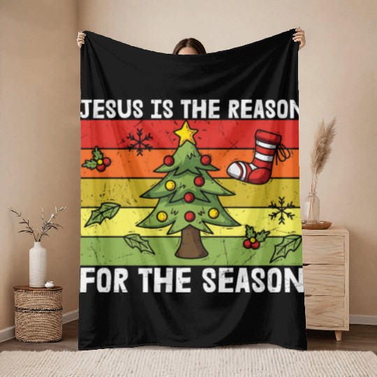 jesus is the reason for the season xmas christmas Throw Blankets