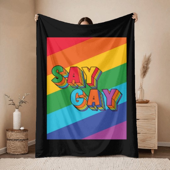 LBGT Flag Gay Pride Human Vintage Rainbow Throw Blankets