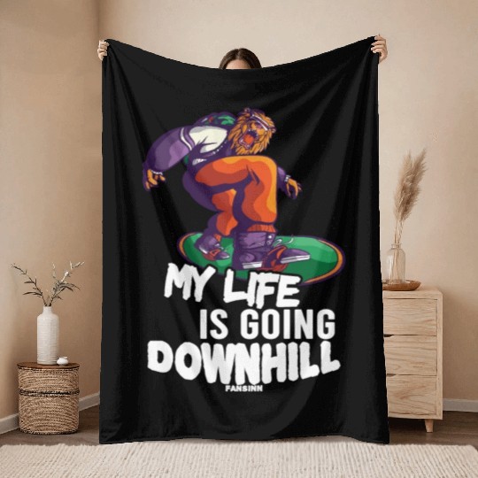 Snowboard holiday Winter holidays mountains Throw Blankets