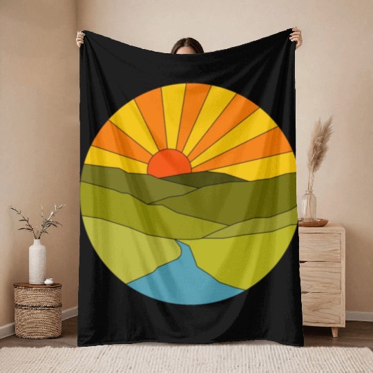 Sunrise geometrical Throw Blankets
