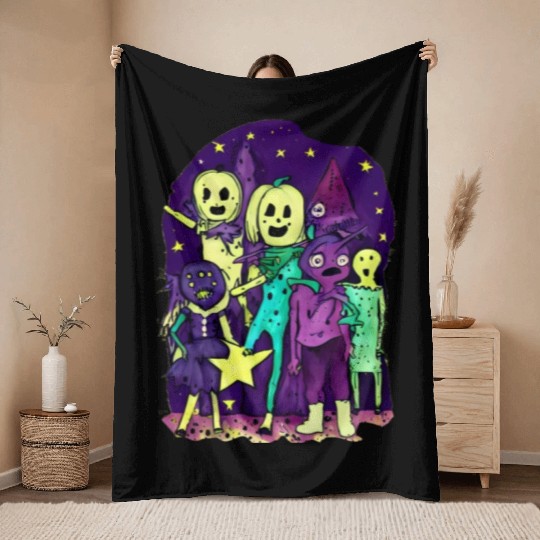 Halloween Funny Friends Throw Blankets