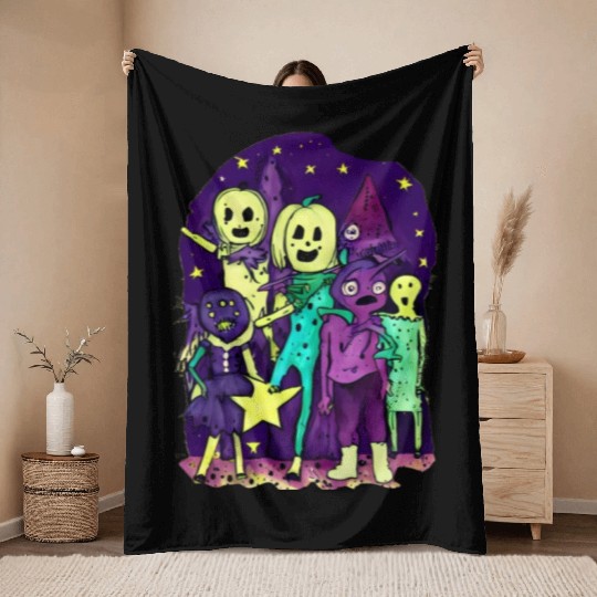 Halloween Funny Friends Throw Blankets
