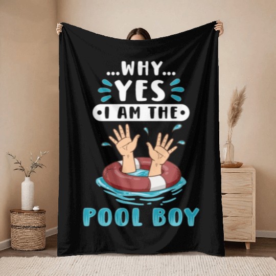 Swimmer Scuba Diving Pool Boy Water Sport Throw Blankets