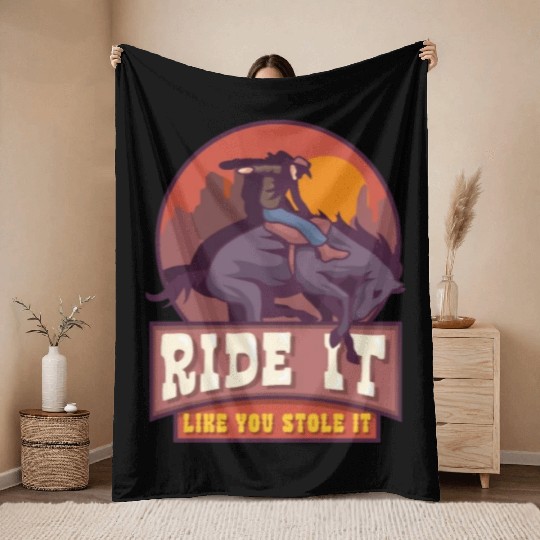Rodeo Bull Riding Livestock Show Farmer Cattle Throw Blankets