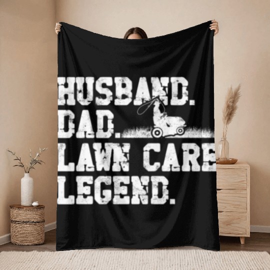 Husband Dad Lawn Care Legend - husband Throw Blankets