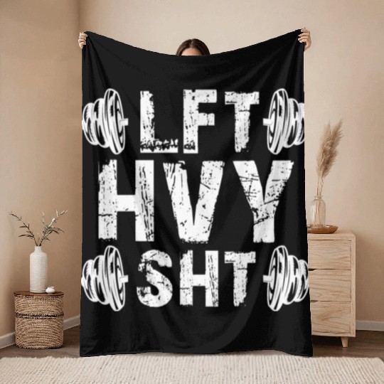 Gym Workout - LFT HVY SHT Throw Blankets