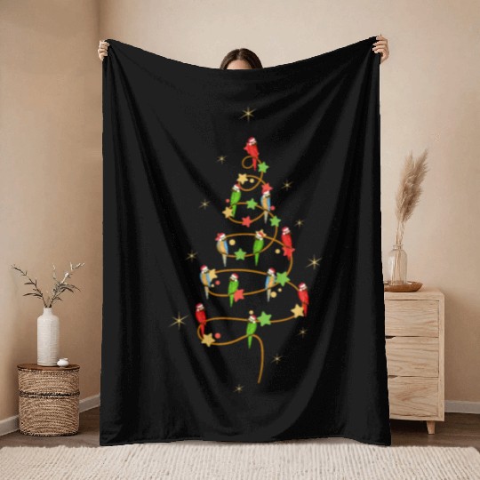 MACAWS CHRISTMAS TREE FOR MACAW AND PARROT LOVERS Throw Blankets