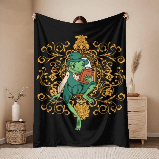 Classy Royalty Prince Toad Frog Amphibian Throw Blankets