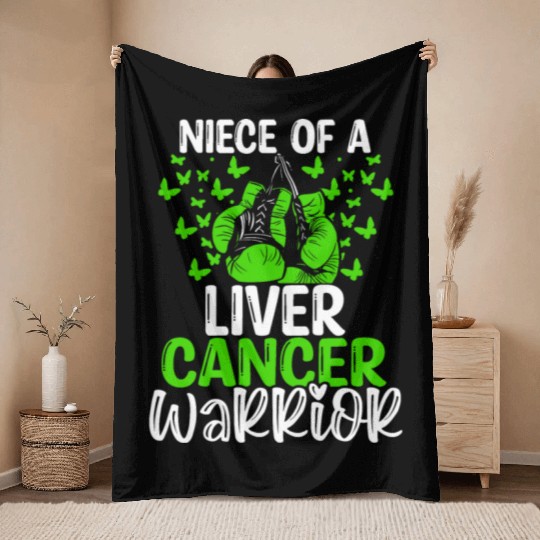 Liver Cancer Awareness Niece Aunt Uncle Throw Blankets