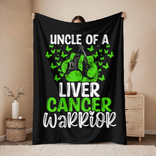 Liver Cancer Awareness Uncle Nephew Niece Throw Blankets