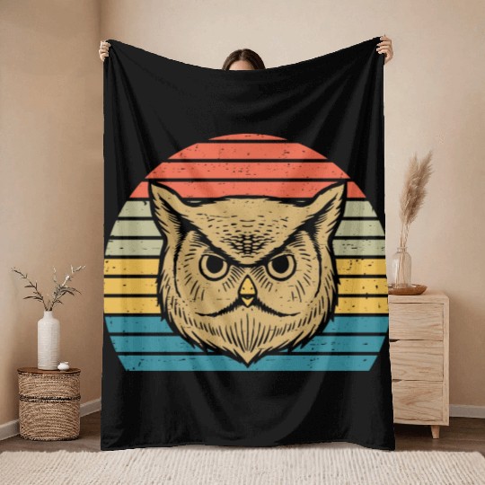 Owl Lover Gifts Funny Farmer Retro Vintage Throw Blankets