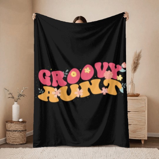 Groovy Aunt Garden Plant Flowers Floral Decor Throw Blankets