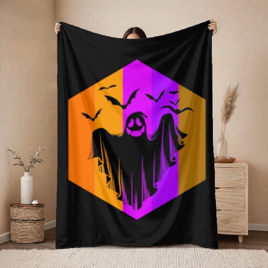 Halloween Theme Cute Ghost Bat Coffee Lover Mug Throw Blankets