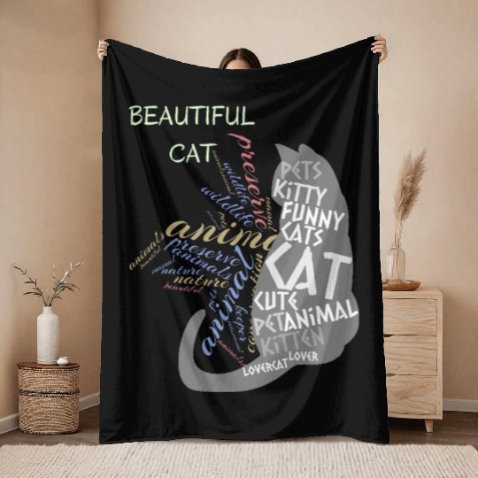 Beautiful Black Cat Throw Blankets